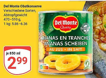 Del Monte Obstkonserve - Ananas in Scheiben