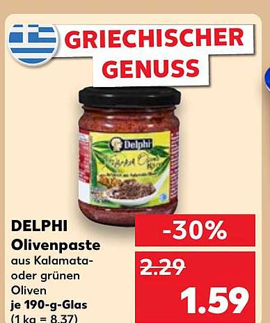 DELCLI Olivenpaste aus Kalamata- oder grünen Oliven, je 190-g-Glas