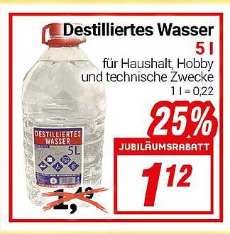 Destilliertes Wasser 5L für Haushalt, Hobby und technische Zwecke