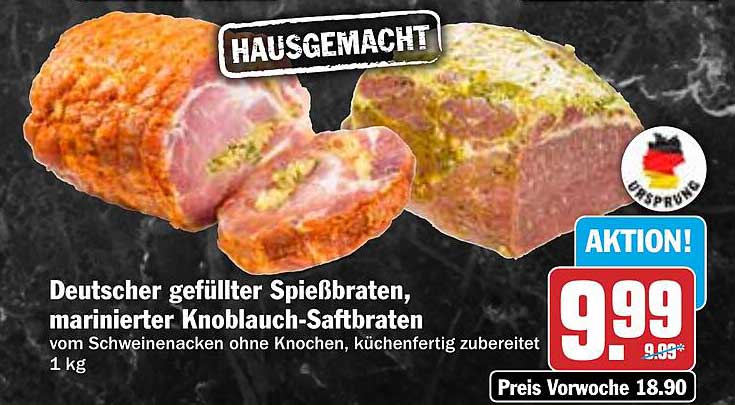 Deutscher gefüllter Spießbraten, marinierter Knoblauch-Saftbraten 1 kg