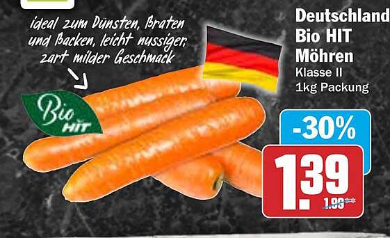 Deutschland Bio HIT Möhren 1kg Packung -30%