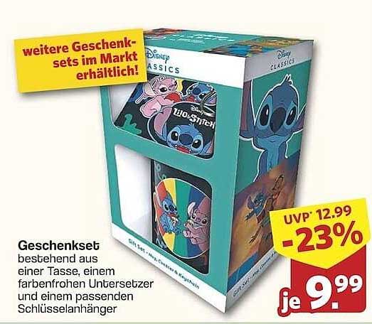 Disney Geschenkset mit Tasse, Untersetzer und Schlüsselanhänger