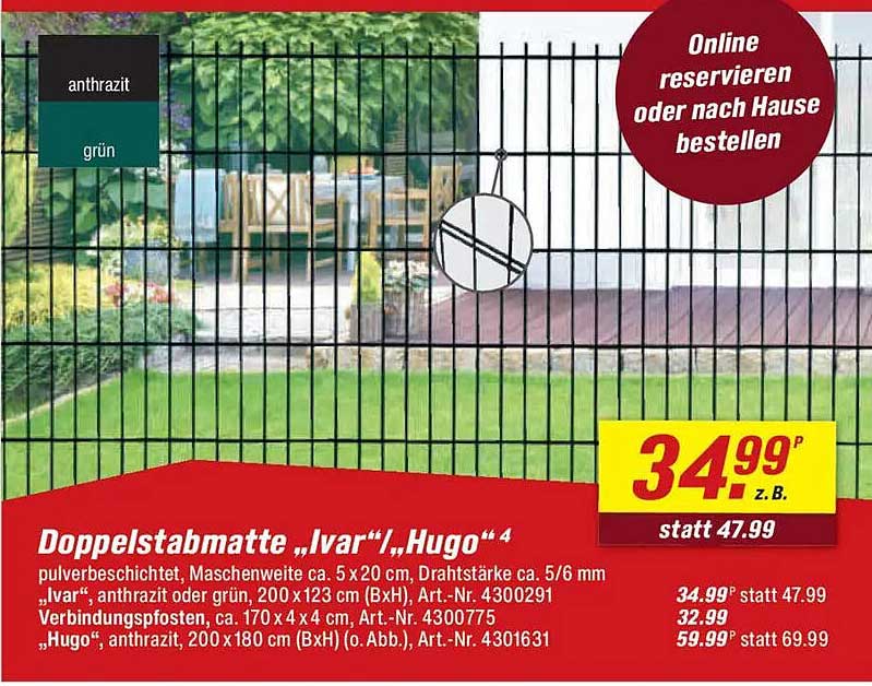 Doppelstabmatte „Ivar“ | „Hugo“