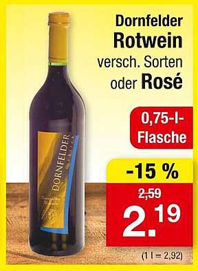 Dornfelder Rotwein, verschiedene Sorten oder Rosé -15 %