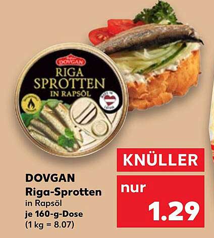 DOVGAN Riga-Sprotten in Rapsöl je 160-g-Dose
