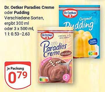 Dr. Oetker Paradies Creme oder Pudding - Verschiedene Sorten