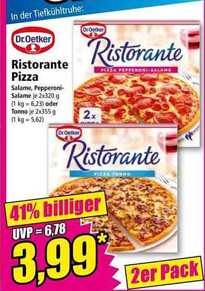 Dr. Oetker Ristorante Pizza – 2er Pack (Salami & Thunfisch)