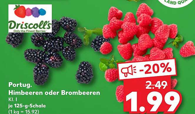 Driscoll's Himbeeren oder Brombeeren 125-g-Schale