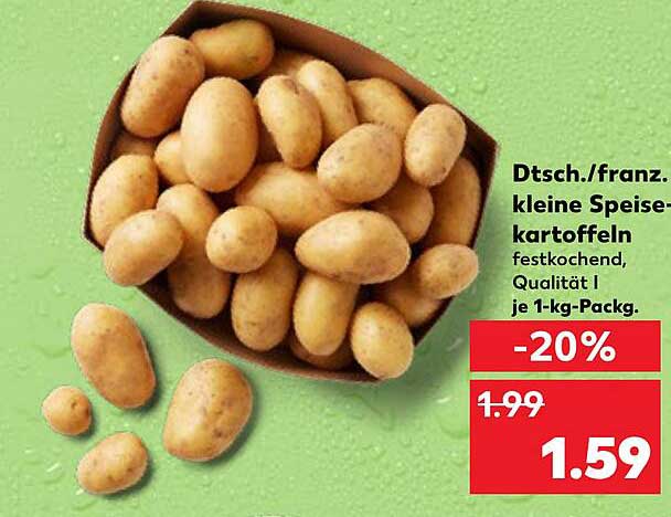 Dt. / franz. kleine Speisekartoffeln, festkochend, Qualität I je 1-kg-Pack.