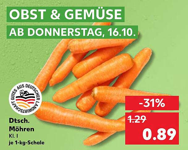 Dtsch. Möhren Kl. I je 1-kg-Schale