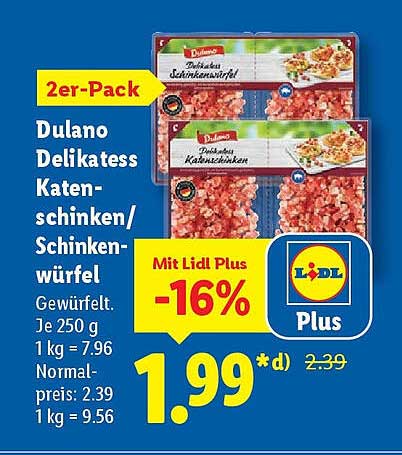 Dulano Delikatess Katen- und Schinkenwürfel 2er-Pack