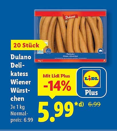 Dulano Delikatess Wiener Würstchen 20 Stück