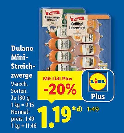 Dulano Mini-Streichzwerge 130 g - 20% Rabatt mit Lidl Plus