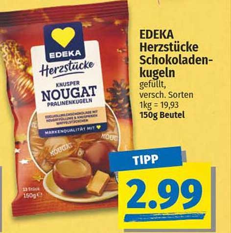 EDEKA Herzstücke Schokoladenkugeln gefüllt