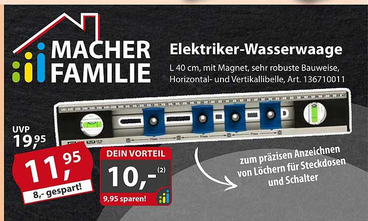 Elektriker-Wasserwaage 40 cm mit Magnet