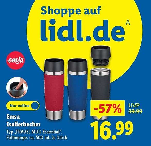Emsa Isolierbecher Typ „TRAVEL MUG Essential“ - ca. 500 ml