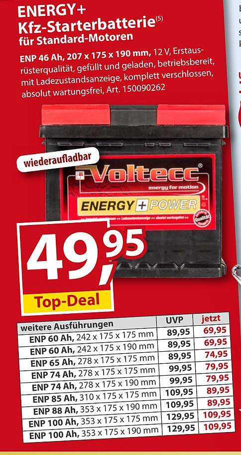 ENERGY+ Kfz-Starterbatterie für Standard-Motoren
