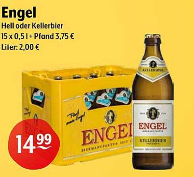 Engel Hell oder Kellerbier 15 x 0,5 l + Pfand 3,75 €
