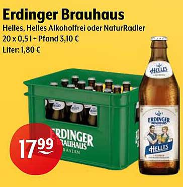 Erdinger Brauhaus Helles, Helles Alkoholfrei oder NaturRadler - 20 x 0,5 l