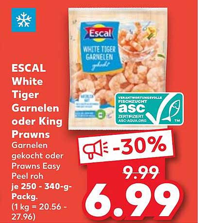 ESCAL White Tiger Garnelen oder King Prawns - 30% Rabatt