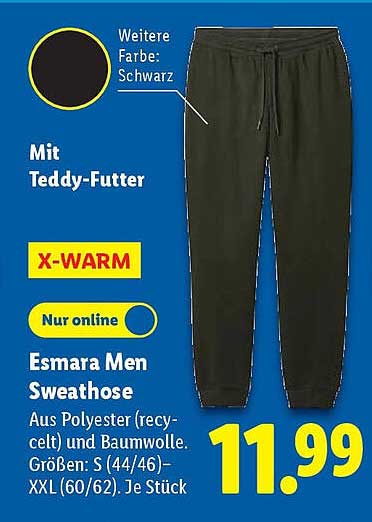 Esmara Men Sweatpants mit Teddy-Futter