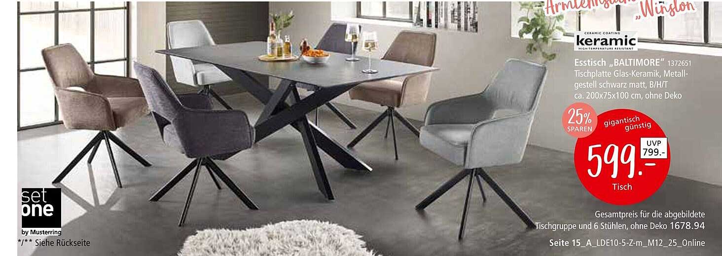 Esstisch "BALTIMORE" mit Glas-Keramik-Tischplatte