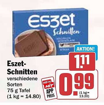 Eszet-Schnitten verschiedene Sorten 75 g Tafel