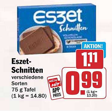 Eszet-Schnitten verschiedene Sorten 75 g Tafel