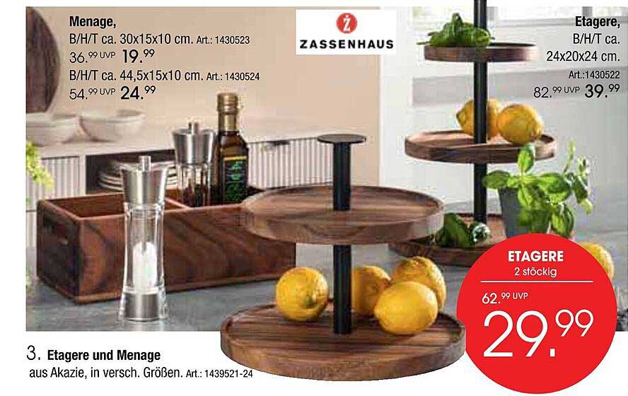 Etagere 2-stöckig aus Akazie von Zassenhaus