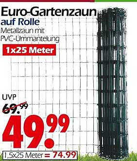 Euro-Gartenzaun auf Rolle - Metallzaun mit PVC-Ummantelung 1x25 Meter