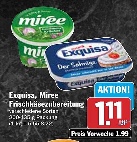 Exquisa, Miree Frischkäsezubereitung - verschiedene Sorten