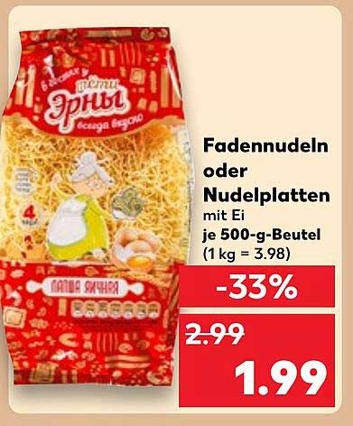 Fadennudeln oder Nudelplatten mit Ei – je 500-g-Beutel