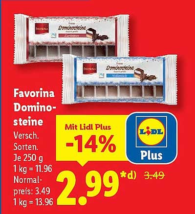 Favorina Dominosteine – 250 g für nur 2,99 €