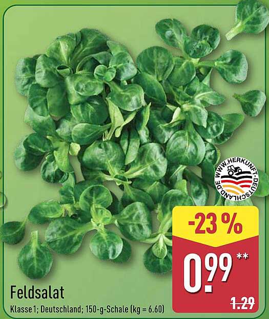 Feldsalat 150 g - nur 0,99 € (statt 1,29 €)