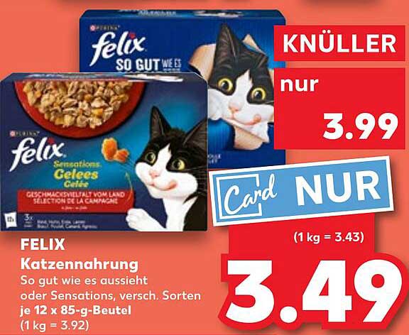 FELIX Katzennahrung - 12 x 85-g-Beutel im Angebot
