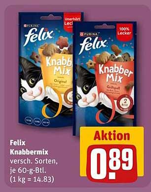 Felix Knabbermix versch. Sorten, je 60-g-Btl.
