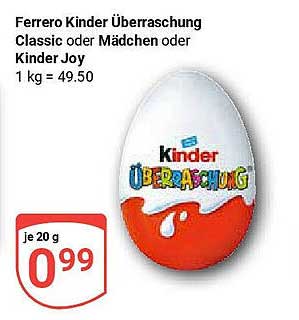 Ferrero Kinder Überraschung Classic oder Mädchen oder Kinder Joy