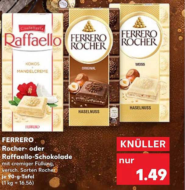 FERRERO Rocher- oder Raffaello-Schokolade mit cremiger Füllung