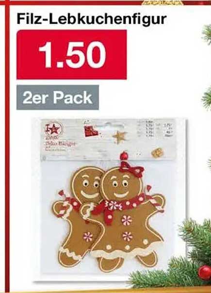 Filz-Lebkuchenfigur 2er Pack