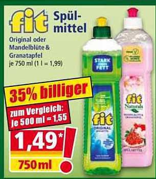 Fit Spülmittel Original oder Mandelblüte & Granatapfel 750 ml