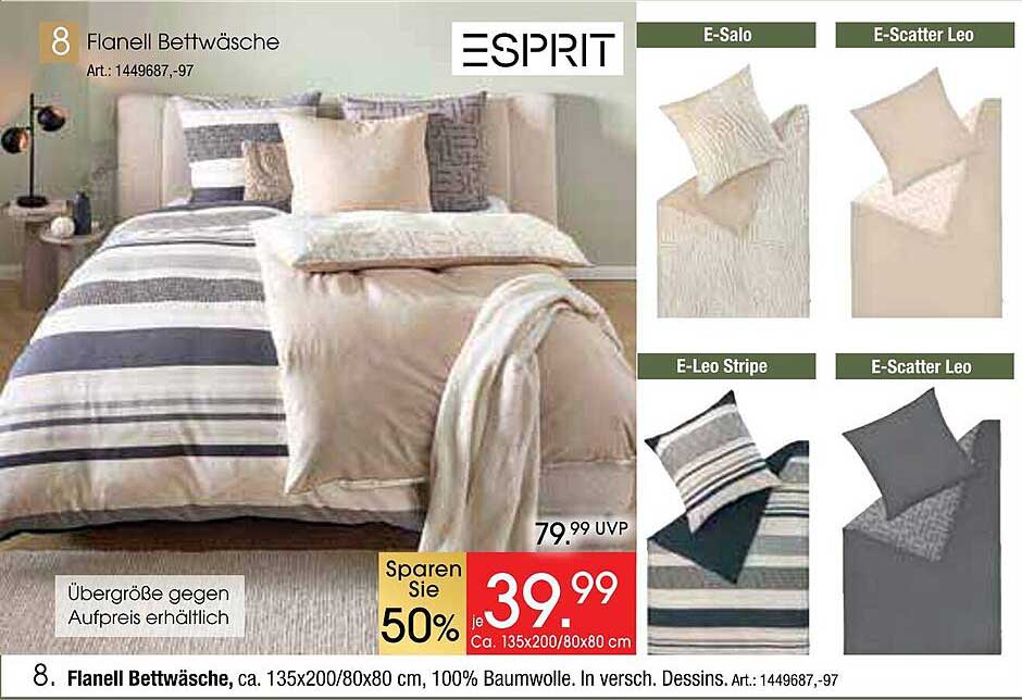 Flanell Bettwäsche von Esprit - Jetzt zum Aktionspreis!