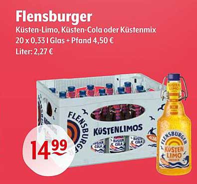 Flensburger Küsten-Limo, Küsten-Cola oder Küstenmix 20 x 0,33 l
