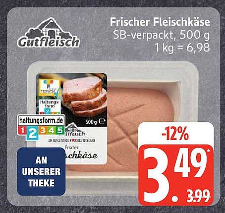 Frischer Fleischkäse 500 g - jetzt nur 3,49 €