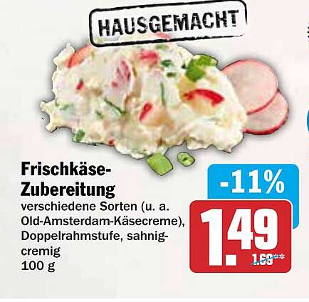 Frischkäse-Zubereitung verschiedene Sorten (u. a. Old-Amsterdam-Käsecreme), Doppelrahmstufe, sahnig-cremig 100 g