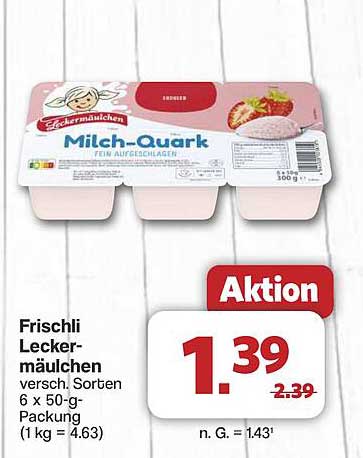 Frischli Leckermaulchen Milch-Quark 6 x 50-g-Packung