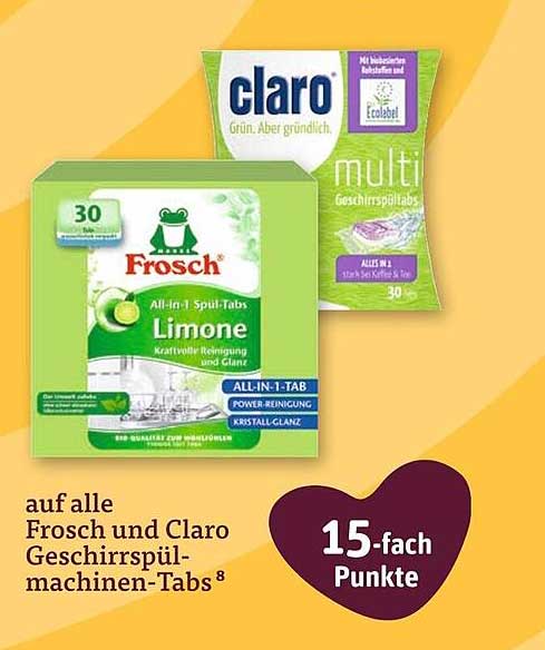 Frosch und Claro Geschirrspültabs - All-in-1 Spül-Tabs Limone und Multi