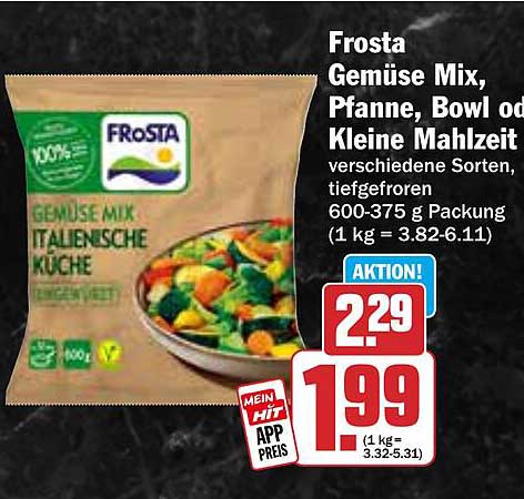 Frosta Gemüse Mix, Pfanne, Bowl oder Kleine Mahlzeit - verschiedene Sorten, tiefgefroren