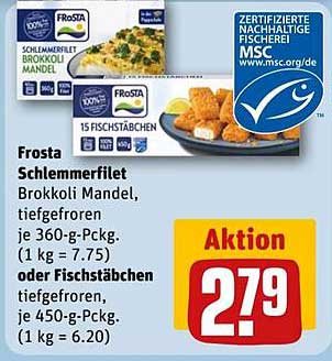 Frosta Schlemmerfilet Brokkoli Mandel und Fischstäbchen – Tiefgefroren