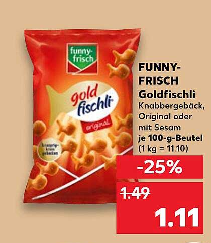 FUNNY-FRISCH Goldfischli Knabbergepäck, Original oder mit Sesam je 100-g-Beutel