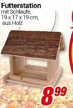 Futterstation mit Schlaufe, 19 x 17 x 19 cm, aus Holz